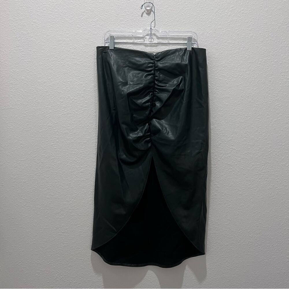 NWT Veronica Beard Women’s Ari Emerald Green Faux Leather Ruched Pencil Skirt 12 - Picture 4 of 16
